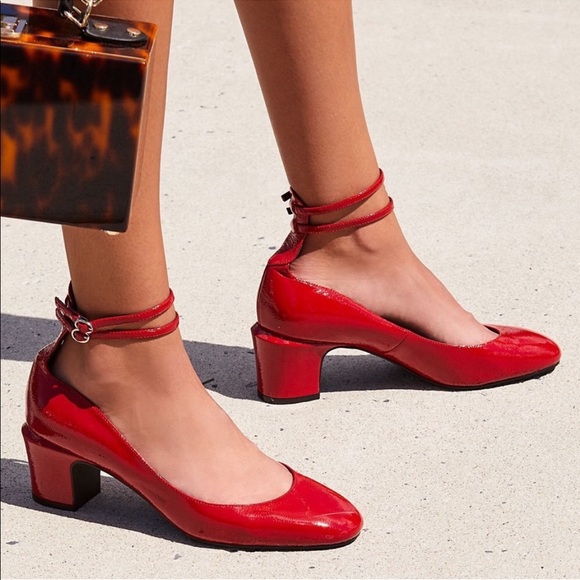 Free People Shoes - NWT Free People Red Lana Patent Block Heels